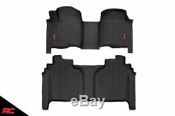 Rough Country Durable Floor Mats (fit) 2019 Silverado Sierra Crew Cab Bench Set