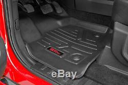 Rough Country Durable Floor Mats (fit) 2019 Silverado Sierra Crew Cab Bench Set