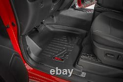 Rough Country Fr/Rr Floor Liners-Black, 19-24 Silverado/Sierra Crew M-21615