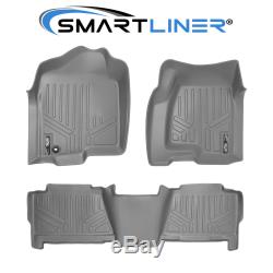 SMARTLINER Custom Fit Floor Mats Grey For 00-07 Silverado/Sierra SUV Crew Cab