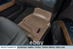 SMARTLINER Custom Floor Mat Tan Liner Set for 2014-18 Silverado/Sierra Crew Cab