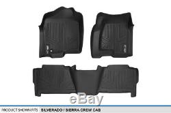 SMARTLINER Custom Floor Mats Black For 00-07 Silverado/Sierra Crew Cab / SUV