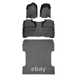 SMARTLINER Front/Rear Floor Liners withBedLiner Black Silverado/Sierra Crew
