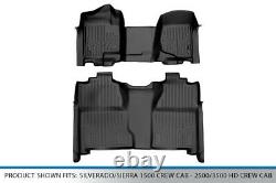 SmartLiner Floor Mats for Silverado Sierra 1500 2500 3500 Crew Cab Black