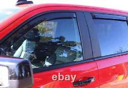 Smoke In-Channel Mount Rain Guards for 2019-2025 Silverado Sierra Full Crew Cab