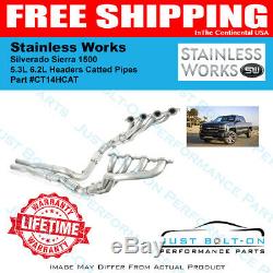 Stainless Works 2014-2018 Silverado Sierra 1500 5.3L 6.2L Headers Catted Pipes