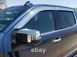Stampede Chrome Rain Guards Vent Visors 19-2024 Silverado & GMC Sierra Crew Cab