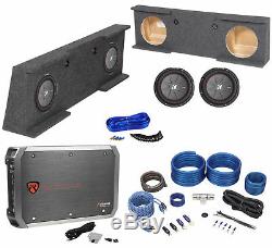 Sub Box+(2) Kicker 10 Subwoofers+Amp+For 07-13 GMC/Chevy Sierra/Silverado Crew