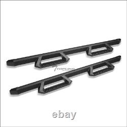 Topline For 01-14 Silverado/Sierra Crew Aluminum Hoop Drop Step Bars Matte Blk