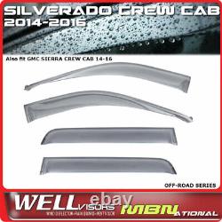 Wellvisors Rain Sun Wind Deflectors Crew Cab Silverado Sierra 14-18 Window Visor